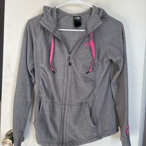 Grey north face zip up. Breast cancer one